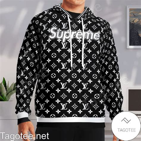 supreme louis vuitton box logo hoodie black